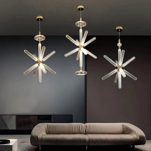 suspension postmoderne en verre transparent pour espaces modernes - vue 2 sur 18