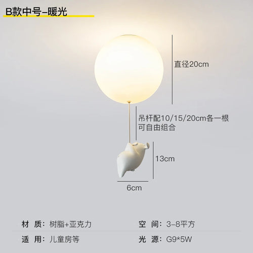 plafonnier led cochon volant pour décoration enfants - vue 16 sur 16