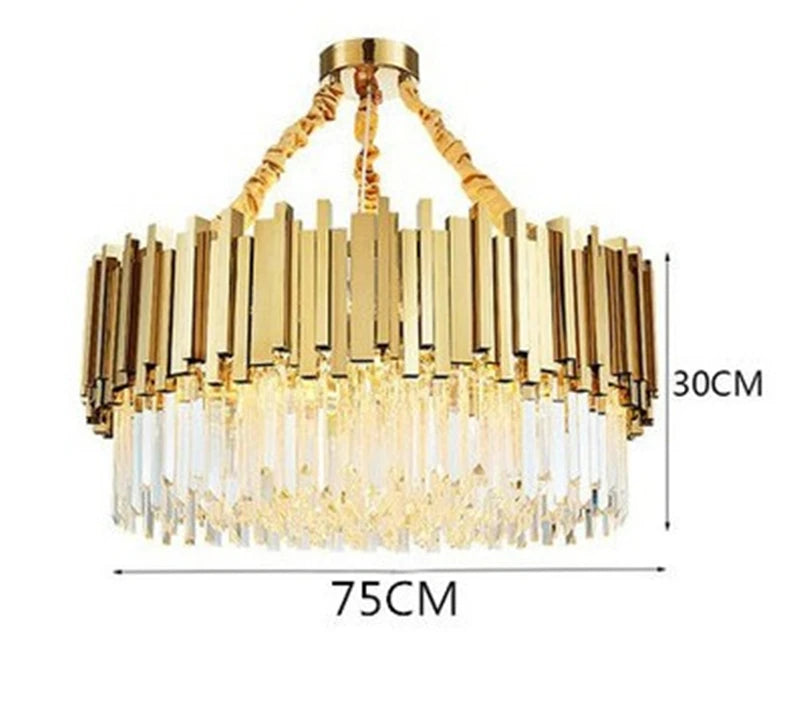lustre moderne en cristal avec grande suspension à led - vue 12 sur 15
