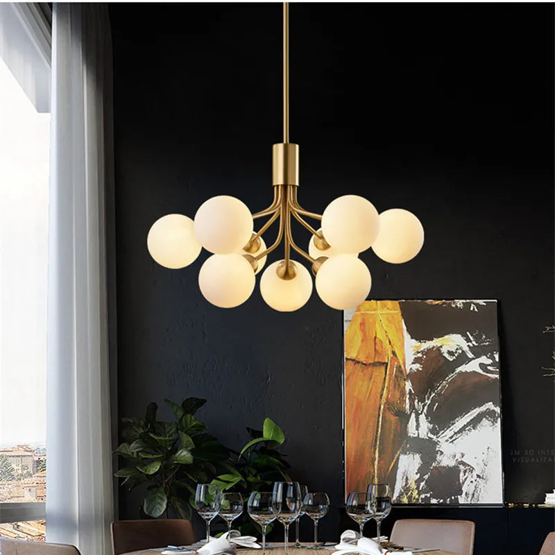 lustre apiales nordic led luxe boule de verre design moderne - vue 5 sur 14