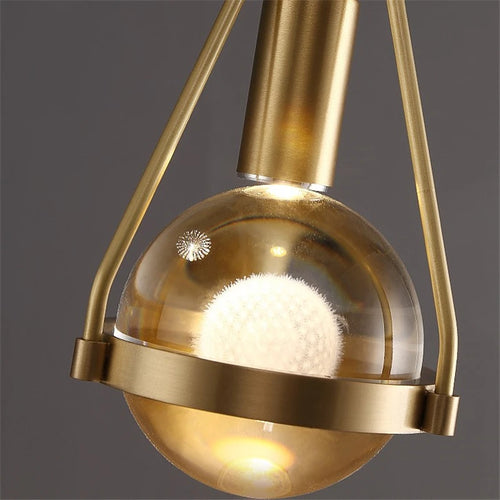 lampe suspendue moderne en cristal de cuivre idéale pour restaurant ou bar - vue 6 sur 7
