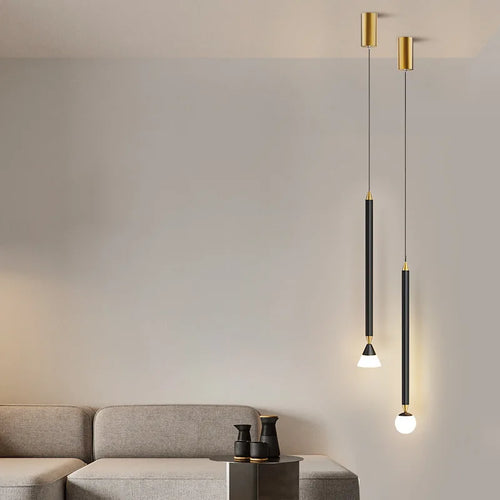 suspension créative simple avec long câble en verre et aluminium - vue 3 sur 10