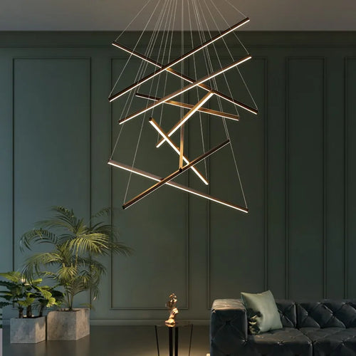 lustre moderne rectangulaire design pour hall et escalier - vue 3 sur 10