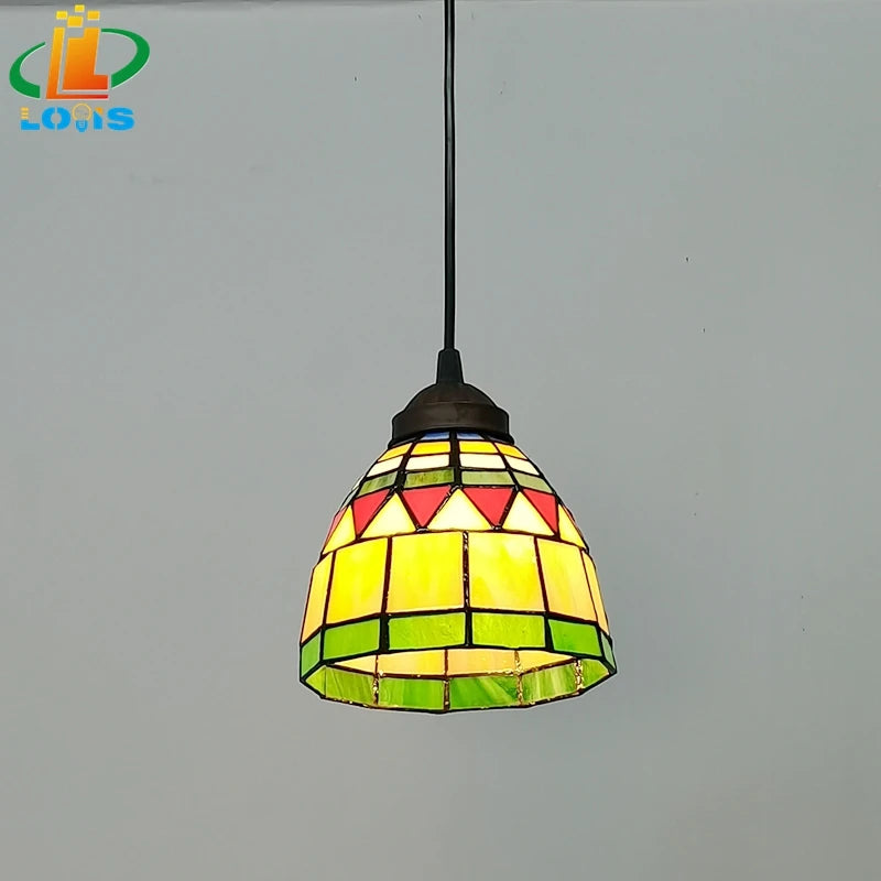 lustre tiffany vintage en verre pour intérieur et jardin - vue 7 sur 7