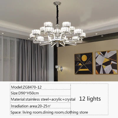 lustre en cristal moderne luxe pour décoration intérieure élégante - vue 10 sur 14