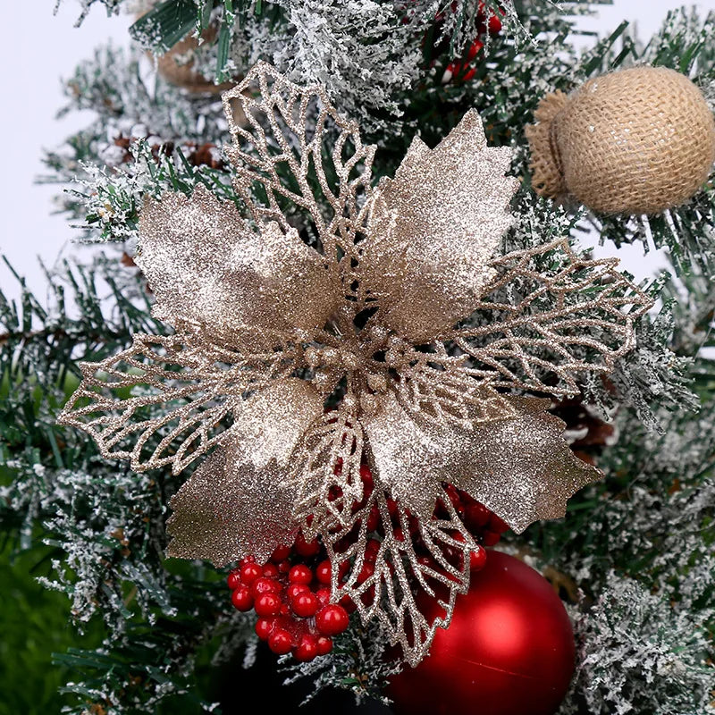 décoration suspendue fleur pailletée pour arbre de noël - vue 19 sur 34