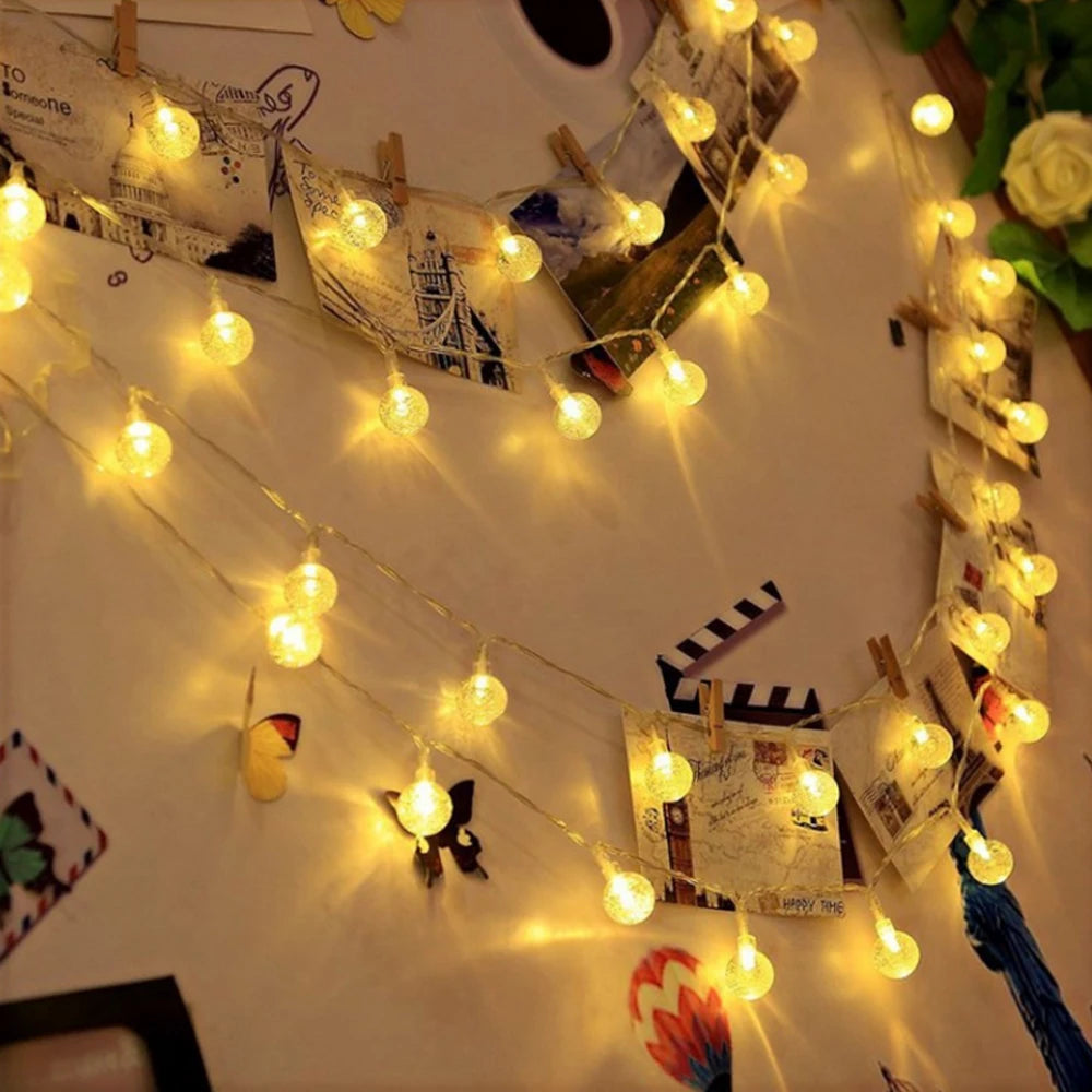 guirlande lumineuse à boules de cristal led pour décorations festives - vue 3 sur 9