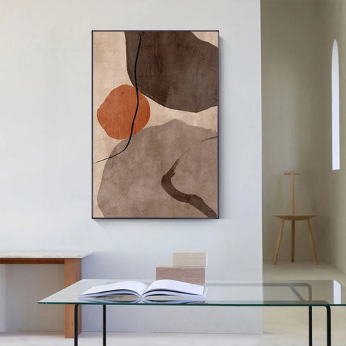 Tableau  peinture murale abstraite moderne en blocs géométriques minimalistes - vue 5 sur 9