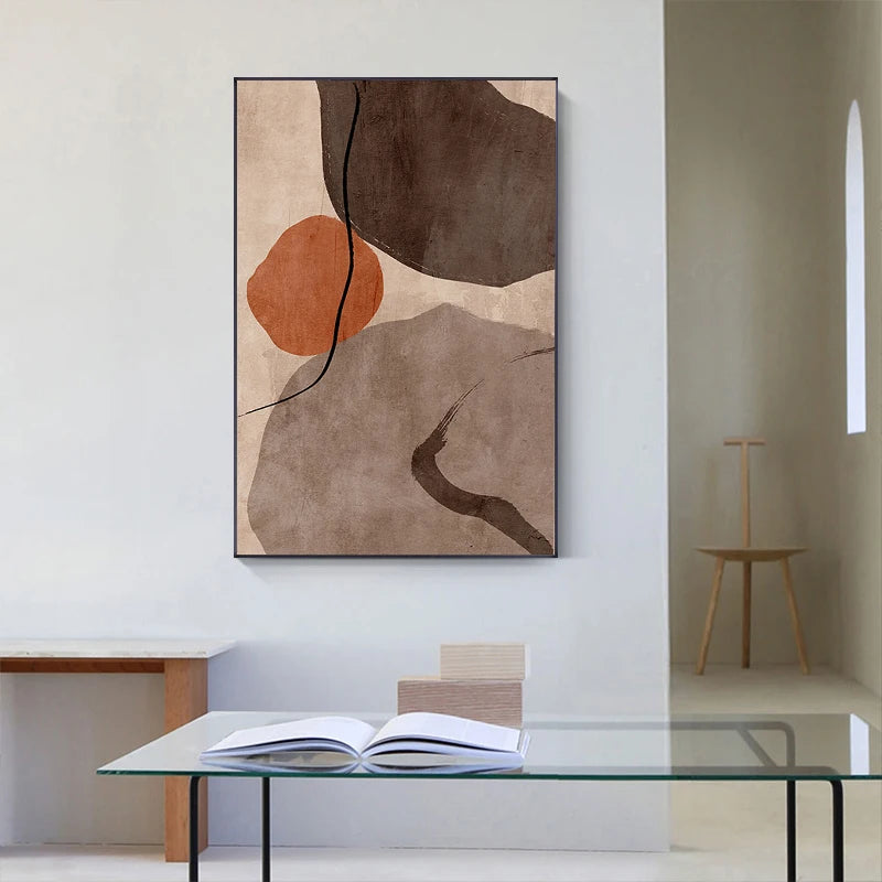 Tableau  peinture murale abstraite moderne en blocs géométriques minimalistes - vue 5 sur 9