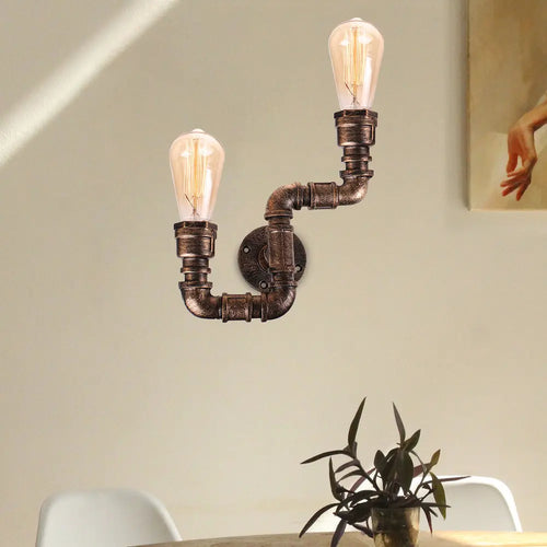 applique murale industrielle vintage loft 2 lumières pour bar - vue 6 sur 7