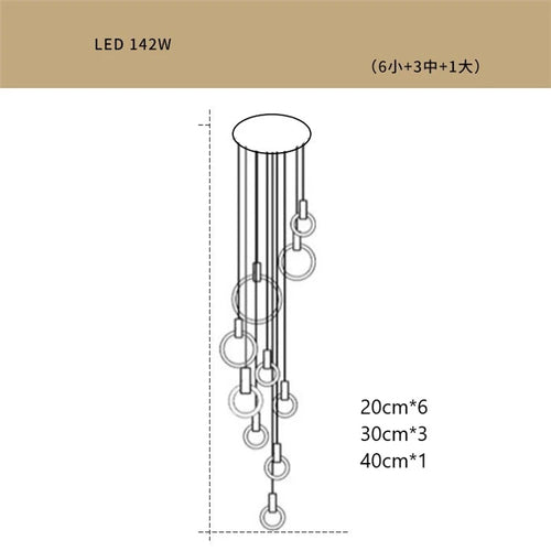 lustre led suspendu style loft pour escalier - vue 13 sur 17