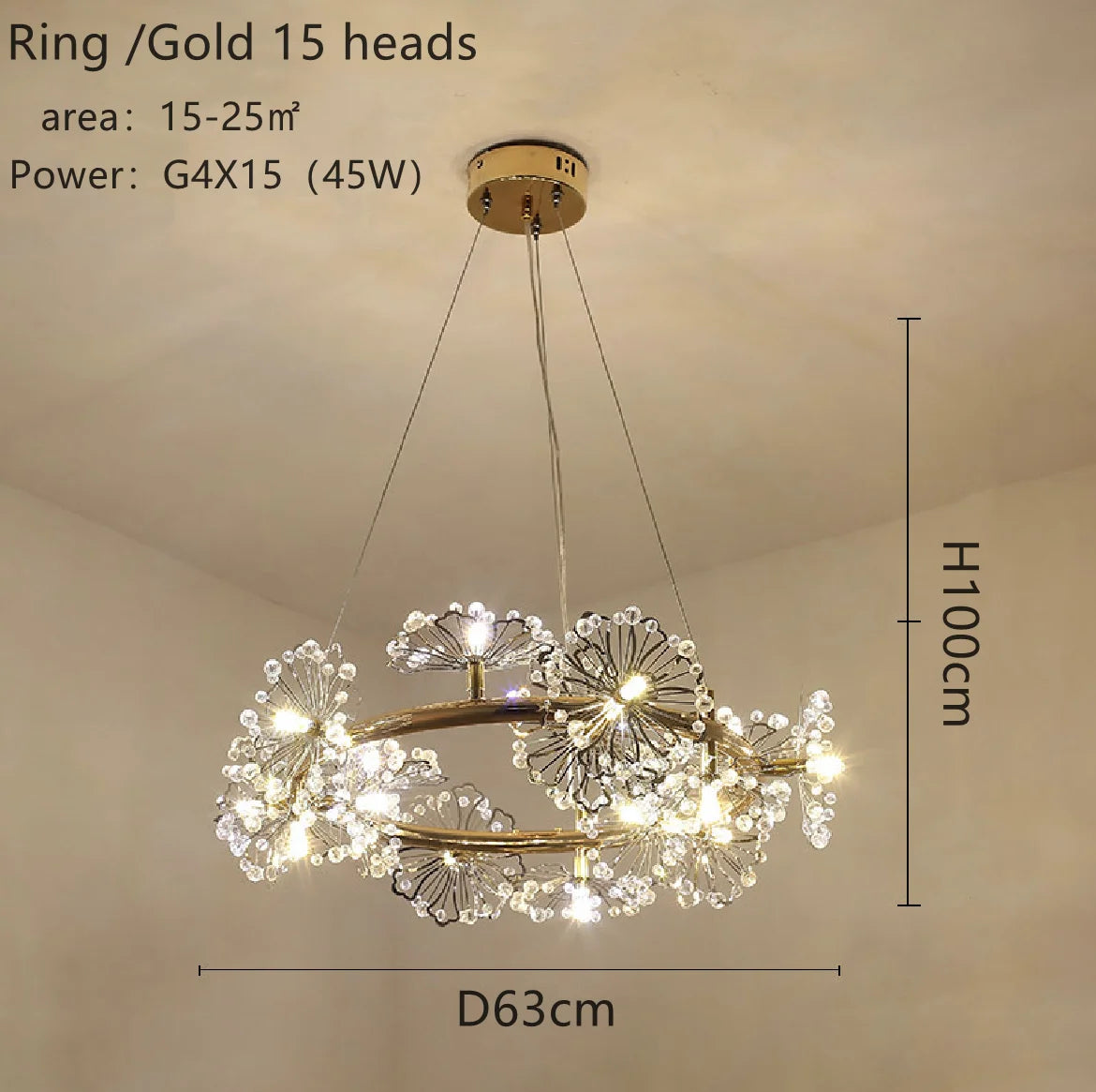 lustre moderne luxe en led pour éclairage intérieur - vue 19 sur 19
