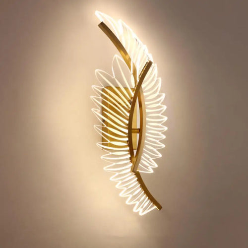 applique murale led nordique en laiton avec ailes d'ange - vue 3 sur 9