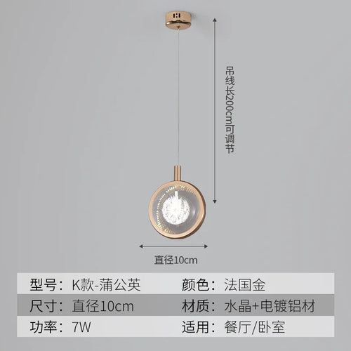 suspension LED en cristal doré au design nordique moderne - vue 19 sur 21