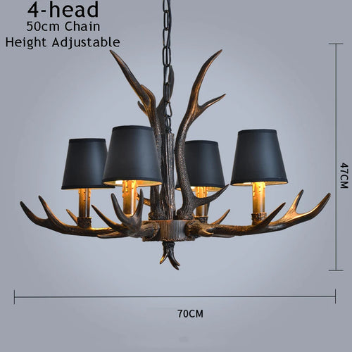 lustre vintage amérique pour café bar hôtel avec suspension deerhorn - vue 6 sur 8