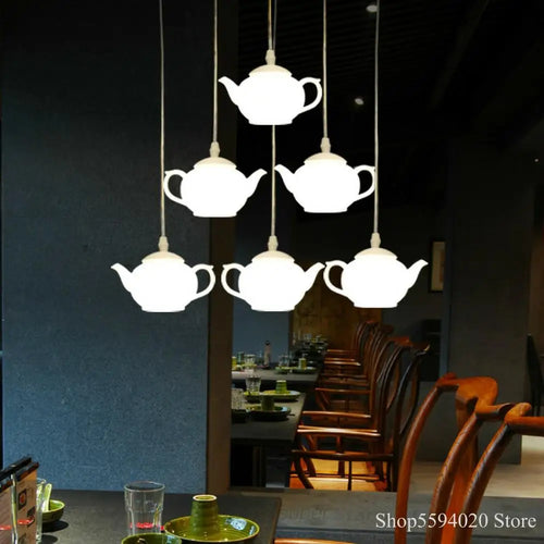 lustre créatif postmoderne en forme de théière décoratif suspendu - vue 3 sur 6