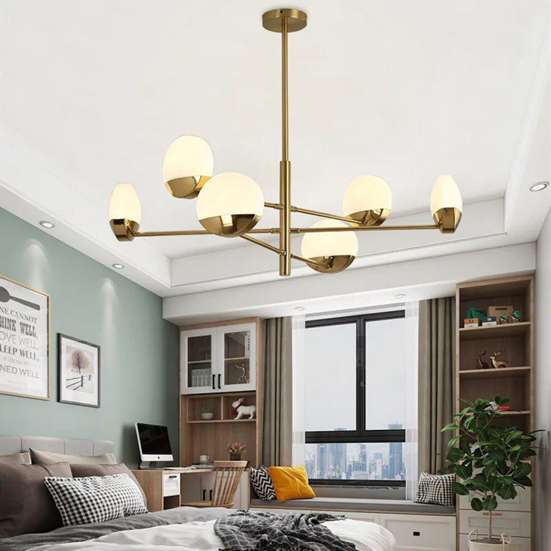 lustre moderne en verre à LED design créatif pour intérieur élégant - vue 3 sur 10