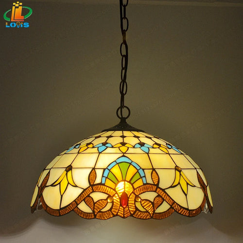 lustre en verre tiffany pour cafés et restaurants européens antique - vue 4 sur 10