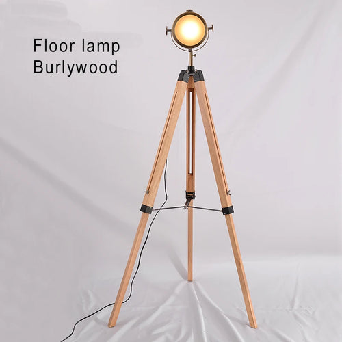 lampadaire nordique en bois massif avec éclairage led moderne