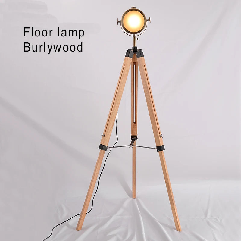lampadaire nordique en bois massif avec éclairage led moderne