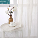 Voilage tulle flammé à rayures style naturel salon chambre