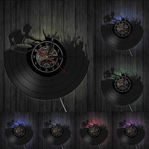horloge murale 3d vinyle pour ambiance disco et soirée musicale - vue 5 sur 7