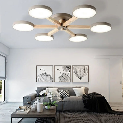plafonnier led en bois pour une ambiance chaleureuse et moderne - vue 3 sur 6
