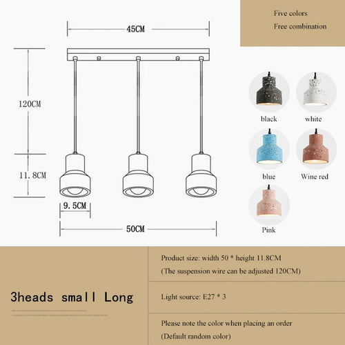 suspension moderne en terrazzo design nordique plusieurs couleurs led - vue 15 sur 28