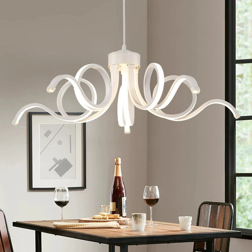 lustre suspendu moderne télécommandé en aluminium acrylique éclairage intelligent - vue 2 sur 9