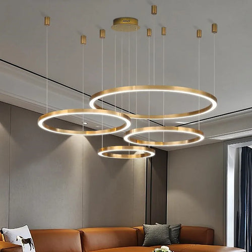 plafonnier led moderne avec anneau doré brossé - vue 7 sur 12