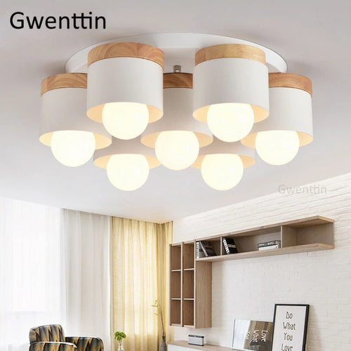 plafonnier moderne en bois et fer pour décoration intérieure - vue 3 sur 9