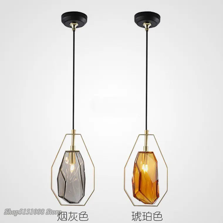 Suspension LED postmodernes en verre irrégulier - vue 8 sur 8