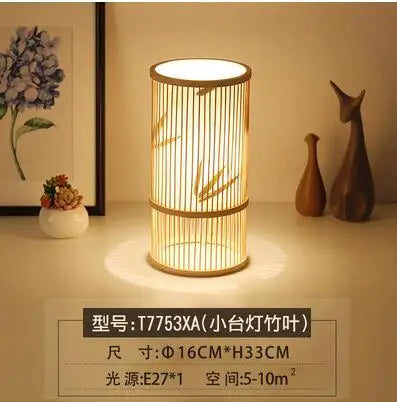 lampadaire japonais moderne en bois de bambou fait main - vue 9 sur 18