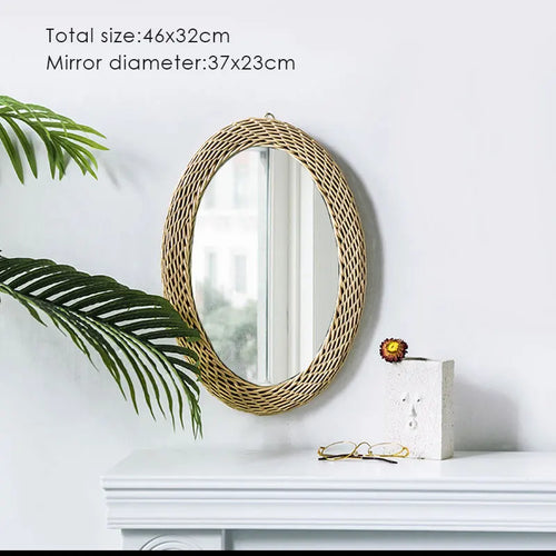 miroir en rotin japonais tissé à la main pour décoration moderne - vue 12 sur 12