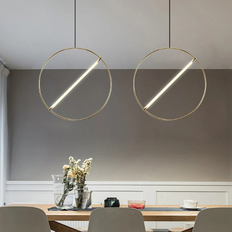 suspension circulaire post-moderne créative luxe design élégant - vue 4 sur 9