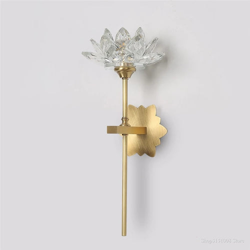 applique murale led de luxe en cristal style lotus chinois créatif - vue 2 sur 8