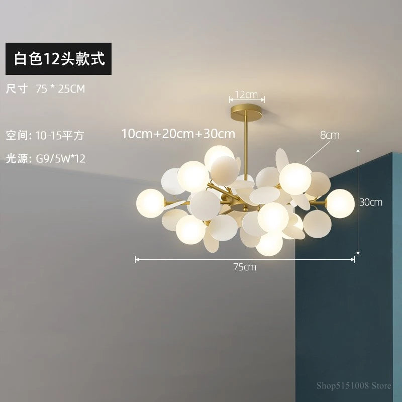 suspension à led design nordique avec fleurs décoratives en acrylique - vue 13 sur 24