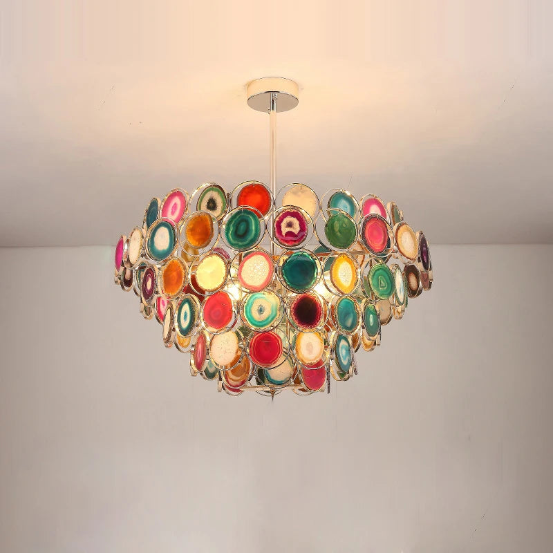 lustre design moderne en agate colorée pour intérieur - vue 6 sur 15