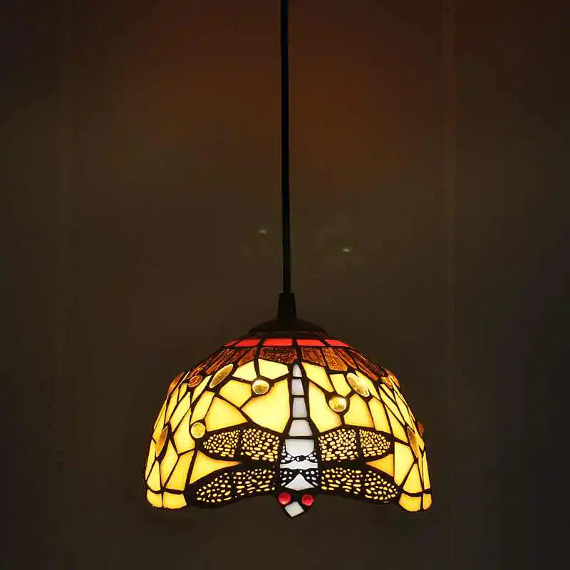 lustre en vitrail style tiffany pour éclairage décoratif antique - vue 15 sur 19