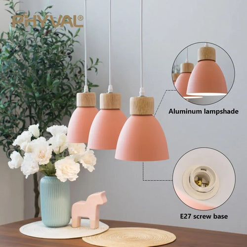 Lustre nordique bois 3 têtes décor - vue 3 sur 26