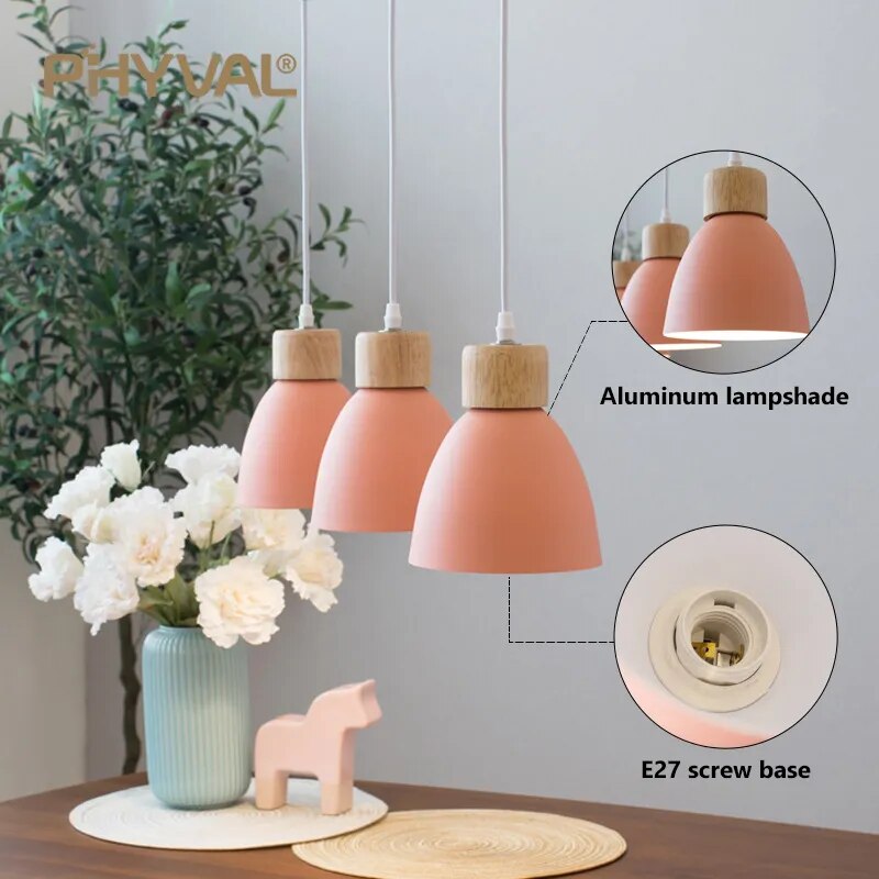 Lustre nordique bois 3 têtes décor - vue 3 sur 26