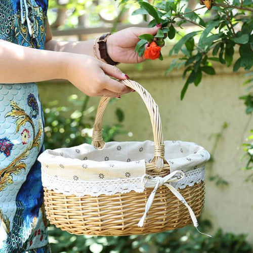 panier de pique-nique en osier grand modèle avec poignée décoratif et pratique - vue 2 sur 8
