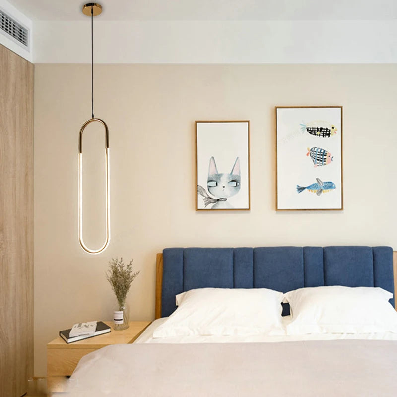 lampe led nordique en forme de u luminaire suspendu décoratif moderne - vue 6 sur 8