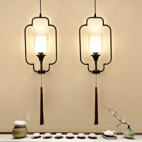 lustre chinois moderne simple avec lumières led suspendues - vue 2 sur 8