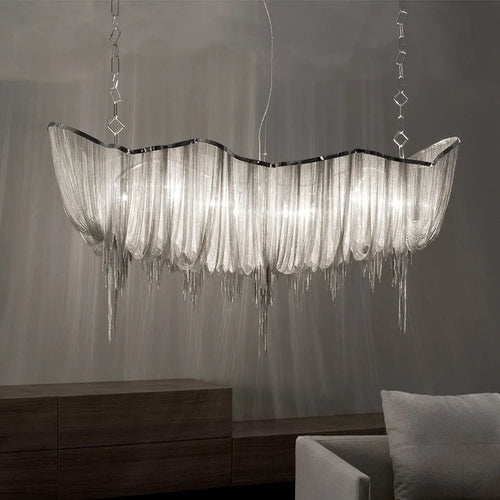 suspension moderne à pampilles en aluminium pour éclairage décoratif intérieur - vue 4 sur 8