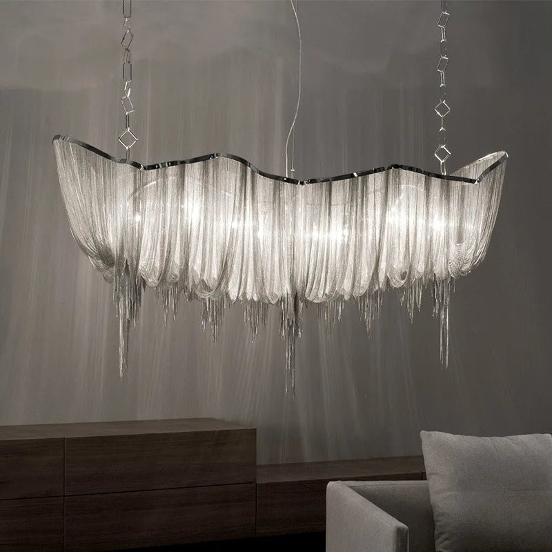 suspension moderne à pampilles en aluminium pour éclairage décoratif intérieur - vue 3 sur 8