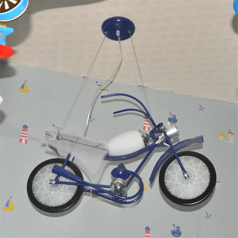 lustre led créatif nordique pour chambre d'enfants en acrylique moto - vue 4 sur 9