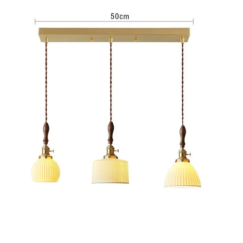 suspension moderne en céramique avec prise en cuivre et bois - vue 26 sur 30