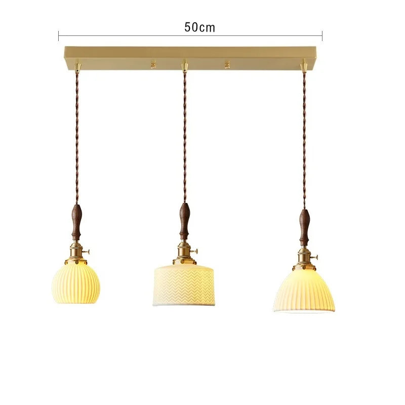 suspension moderne en céramique avec prise en cuivre et bois - vue 26 sur 30