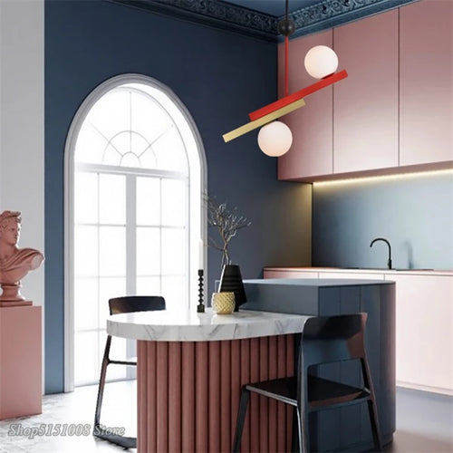 suspension led en verre design moderne nordique - vue 3 sur 16